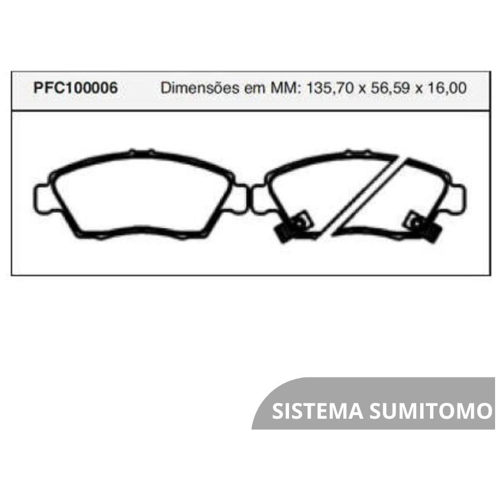 Pastilha Freio Dianteira Sumitomo para Honda Civic e CR-X - Cofap - PFC100006