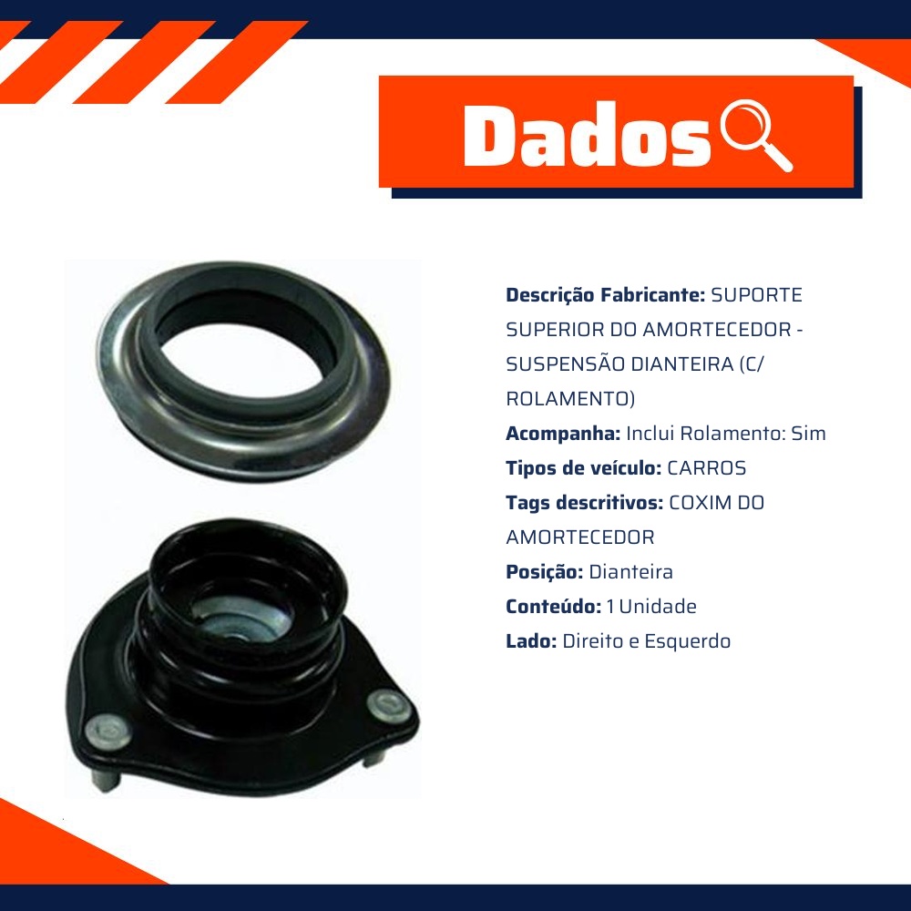 Suporte Superior do Amortecedor Dianteira (C/ Rolamento) para Honda Civic - Sampel - 8237B