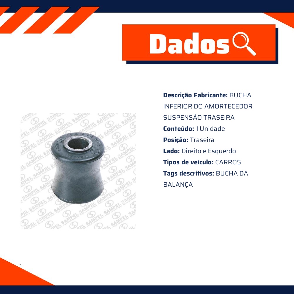 Bucha Inferior do Amortecedor Traseira para Chevrolet S10 - Sampel - 3211