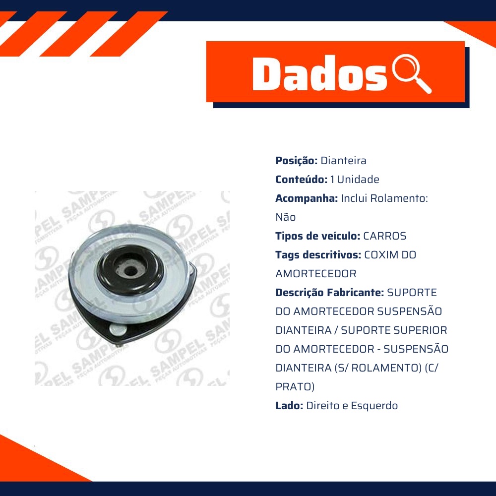 Suporte do Amortecedor Dianteira para Honda Civic - Sampel - 8236
