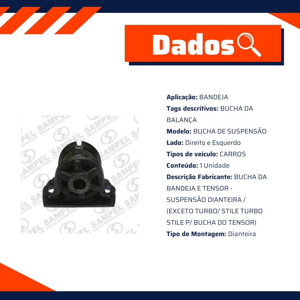 Bucha da Bandeja e Tensor Dianteira para Fiat Tempra - Sampel - 1045