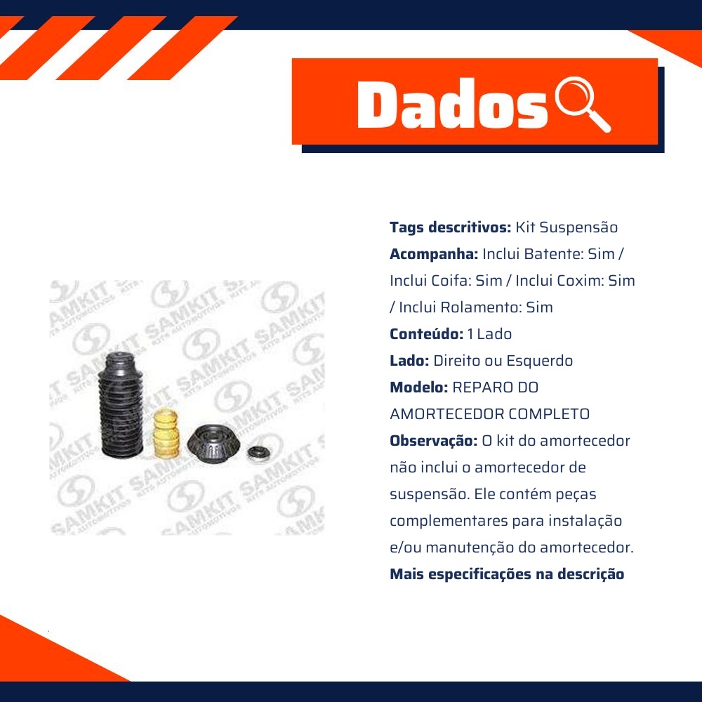 Kit Amortecedor Dianteiro 1 Lado para Honda FIT - Sampel - SK818S