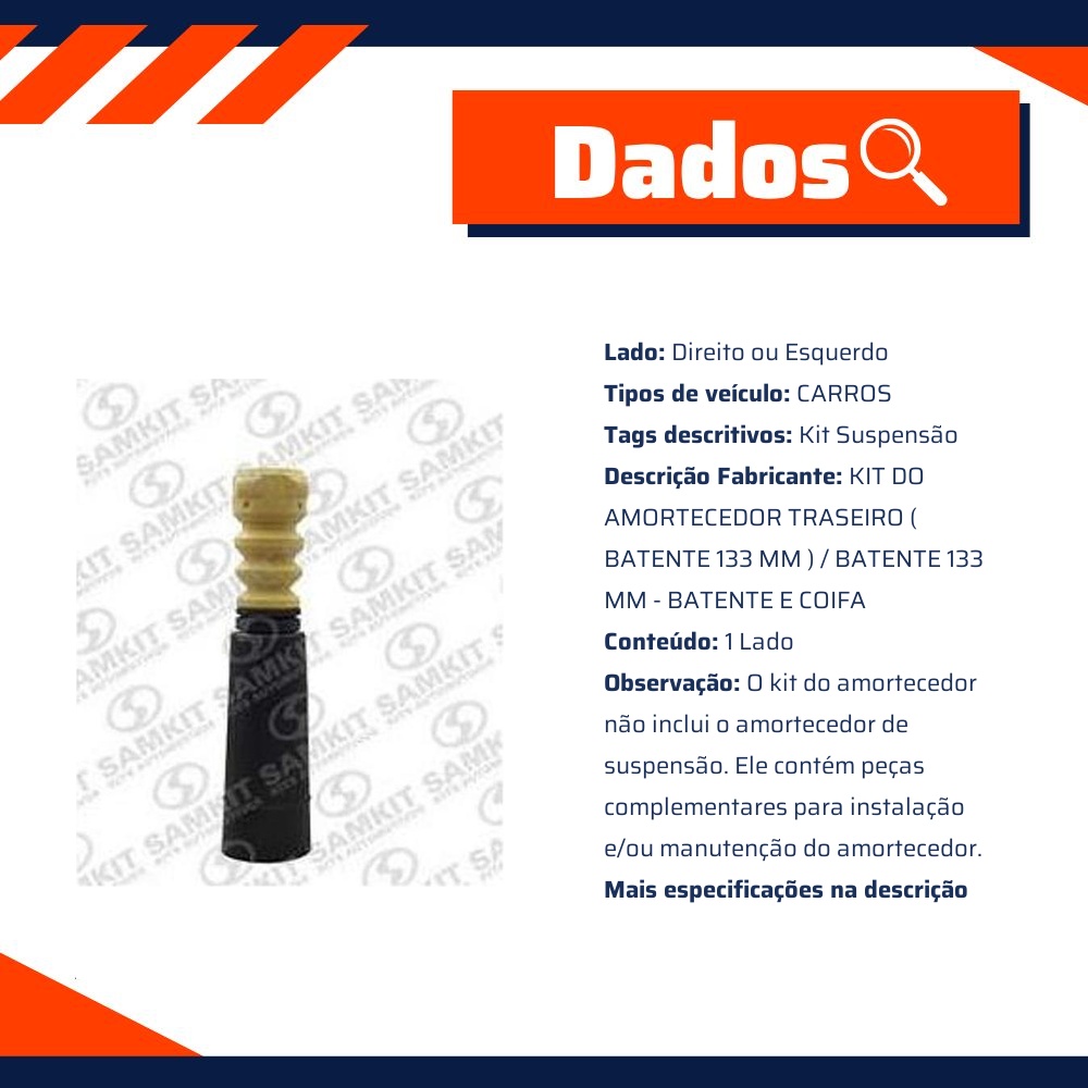 Kit Amortecedor Traseiro 1 Lado para Volkswagen Jetta e Jetta Variant - Sampel - SK438S