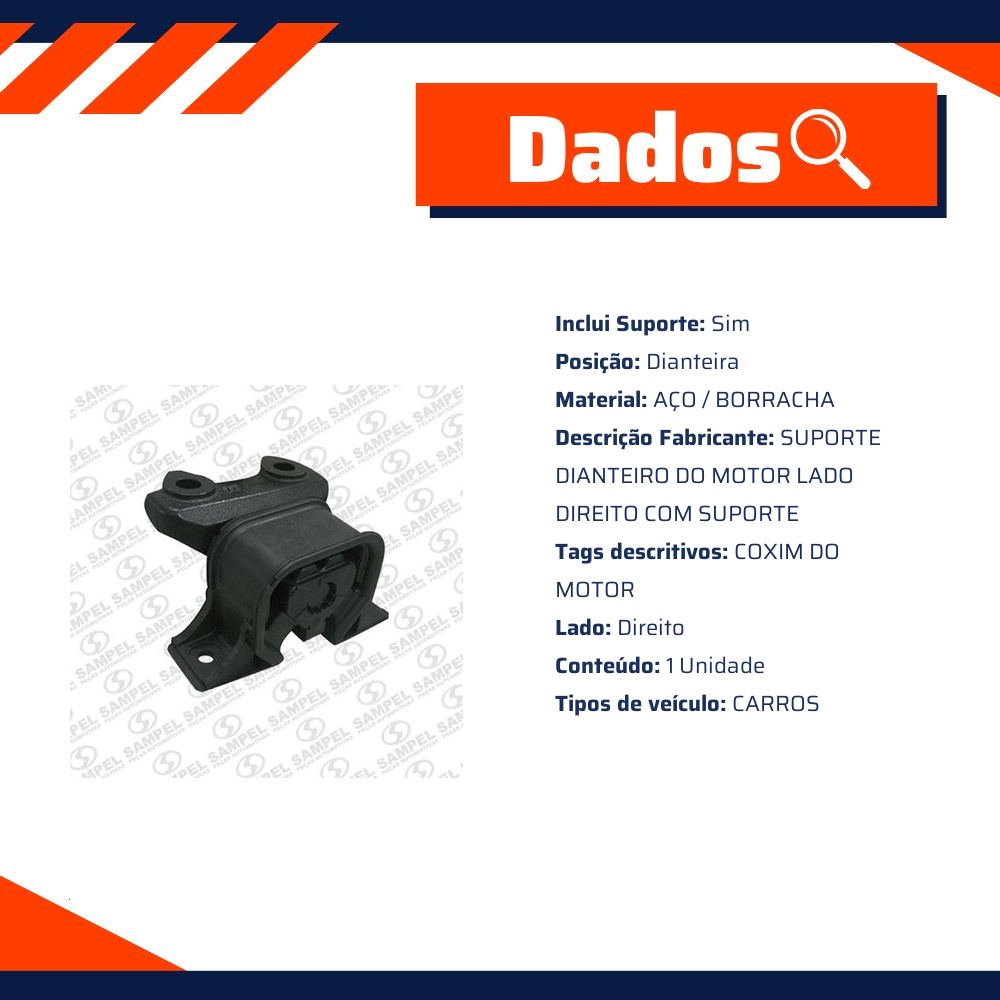 Coxim do Motor Dianteiro Lado Direito com Coxim - Sampel - 3135S