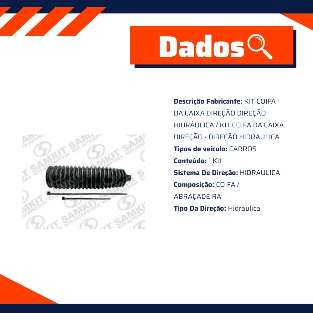 Kit Coifa da Caixa Direção Direção Hidráulica para Chevrolet Vectra - Sampel - SK3814