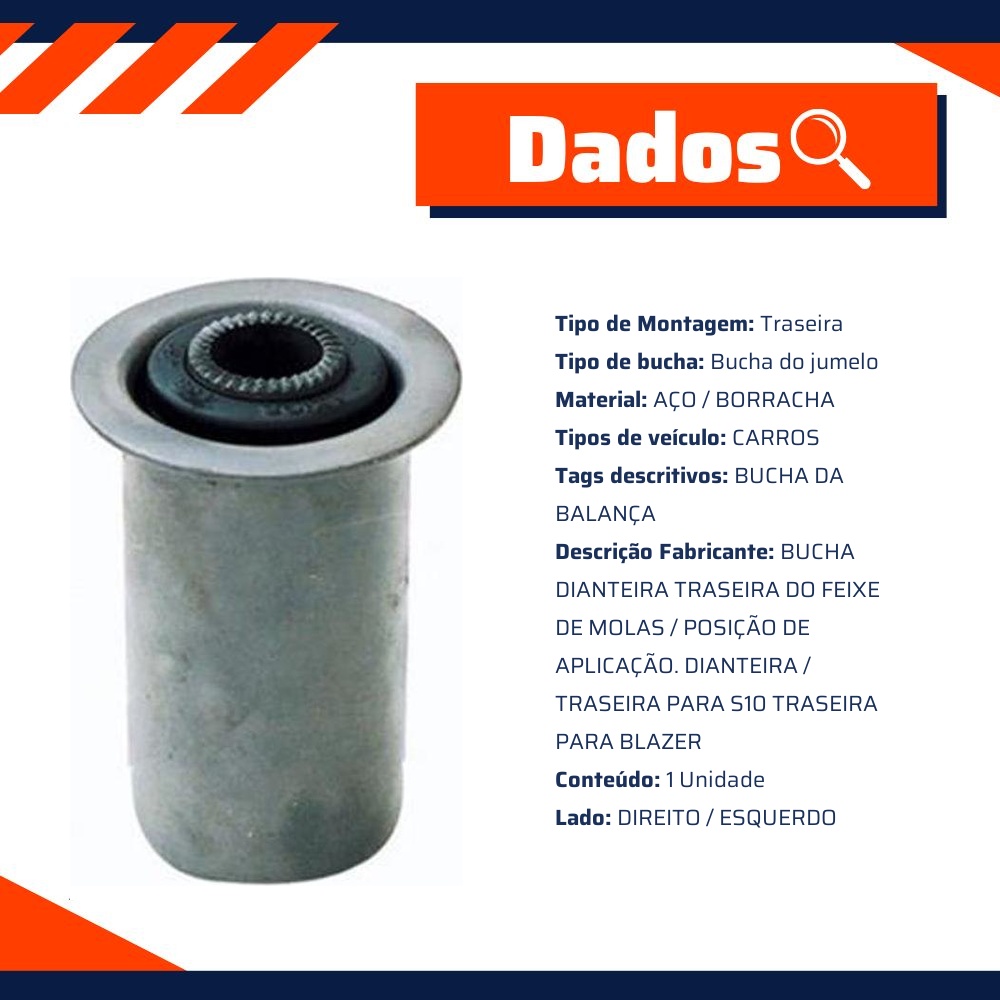 Bucha Dianteira Traseira do Feixe de Molas para Chevrolet Blazer e S10 - Sampel - 3201