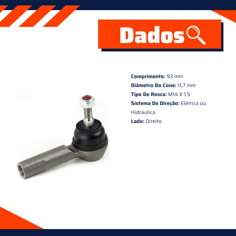 Terminal de Direção Elétrica ou Hidráulica para Fiat Bravo e Stilo - Viemar - 335303