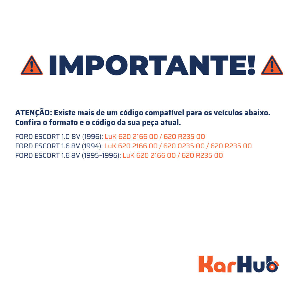 Kit de Embreagem com Disco, Platô e Rolamento para Ford Escort e Volkswagen Logus - LuK - 620 2166 00