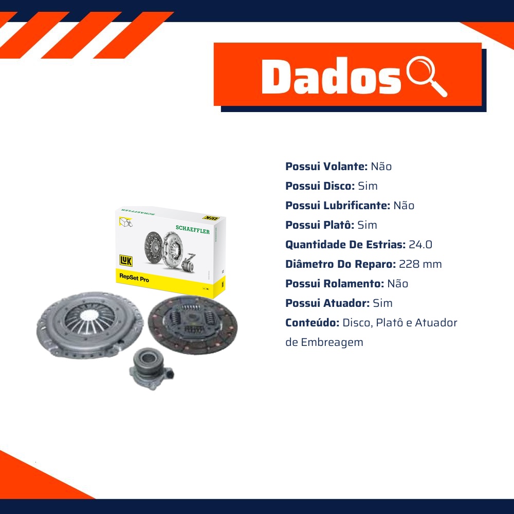 Kit de Embreagem com Disco, Platô e Atuador para Chevrolet Vectra - LuK - 623 2426 33