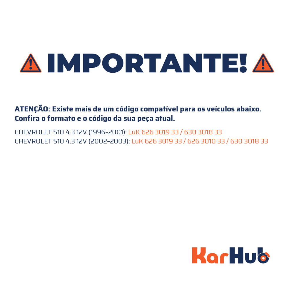 Kit de Embreagem com Disco, Platô e Atuador para Chevrolet Blazer e S10 - LuK - 626 3019 33
