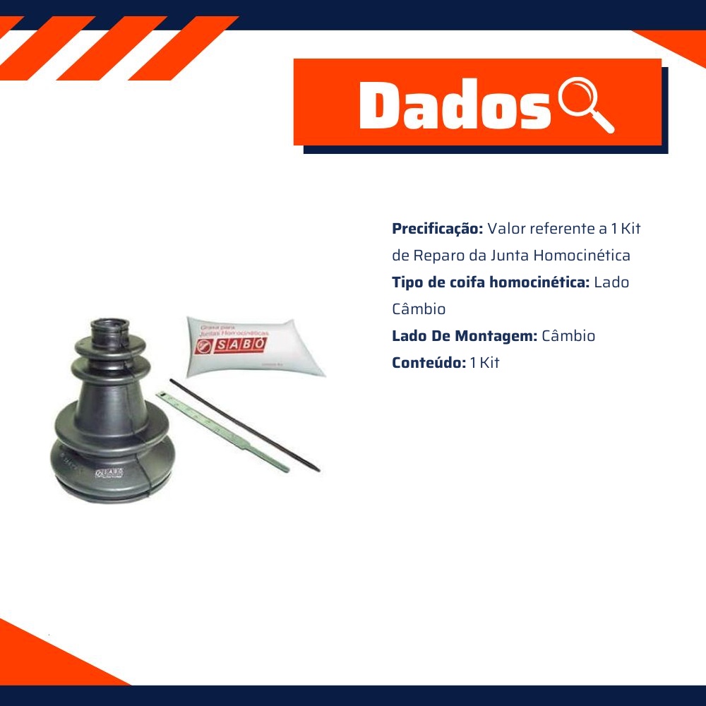 Kit Reparo Junta Homocinética Lado Câmbio para Ford Corcel e Pampa - Sabó - 78563