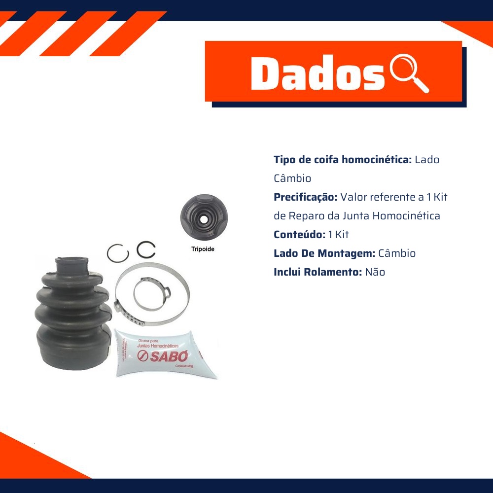 Kit Reparo Junta Homocinética Lado Câmbio para Chevrolet Cobalt e Spin - Sabó - 78781