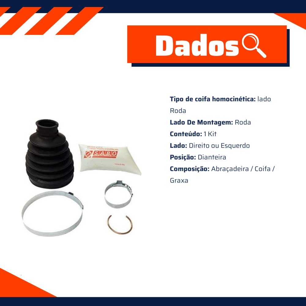 Kit Reparo Junta Homocinética Roda para Chevrolet Blazer e S10 - Sabó - 78774