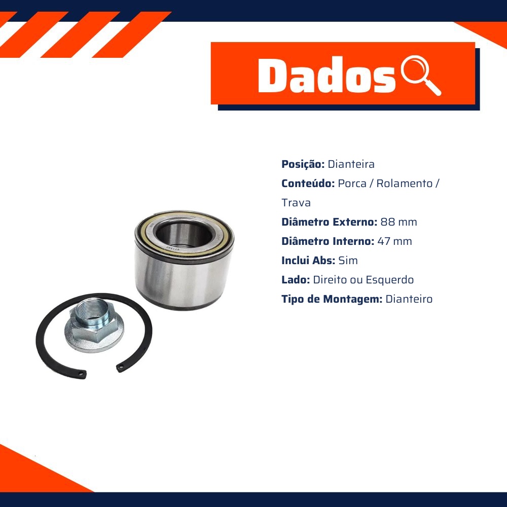 Kit Rolamento de Roda Dianteira para Ford Ranger - SKF - VKBA 7743