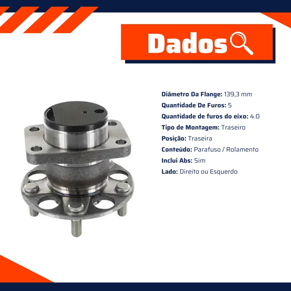 Kit Rolamento de Roda Traseira para Honda HR-V - SKF - VKBA 7782