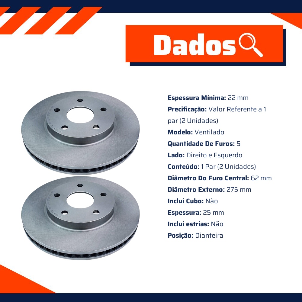 Par Disco de Freio Dianteiro para Toyota Prius e RAV4 - Hipper Freios - HF 514A