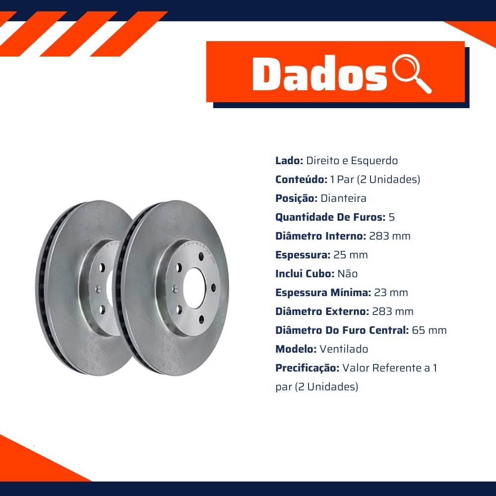 Par Disco Freio Dianteiro - Hipper Freios - HF 54D