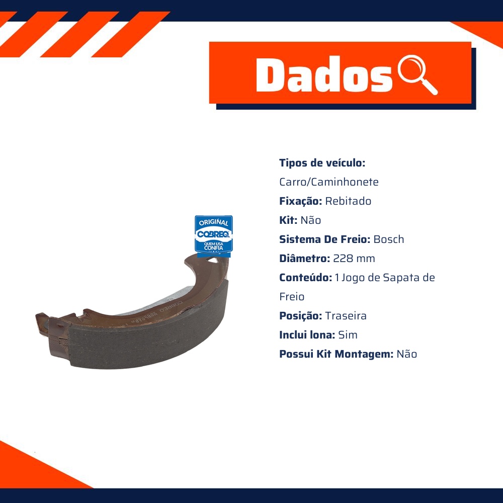 Sapata de Freio Traseira para Fiat Doblo e Strada - Cobreq - 2652-CPA