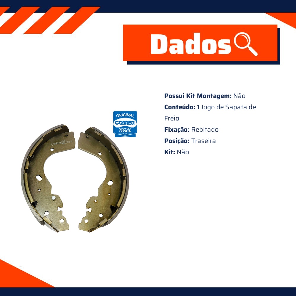 Sapata de Freio Traseira para Ford Ranger e Nissan Frontier - Cobreq - 2730-CP