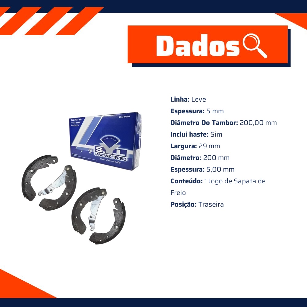 Sapata de Freio para Chevrolet Onix e Prisma - Syl - 201711