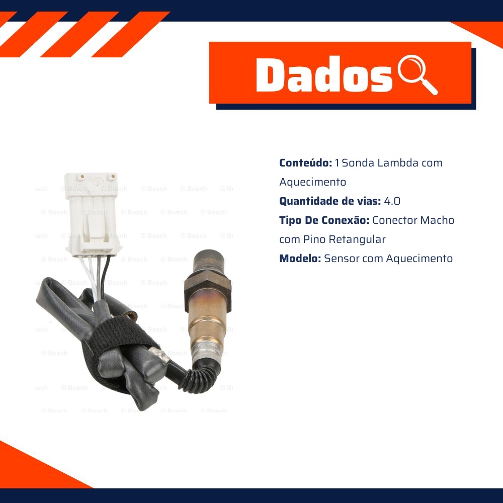 Sonda Lambda Com Aquecimento - Bosch - 0 258 986 680