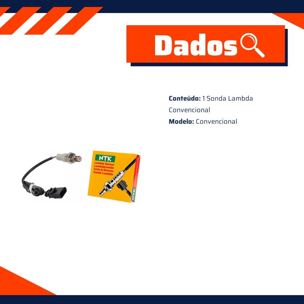Sonda Lambda Convencional para Volkswagen Crossfox e FOX - NTK - OZA755-EE7