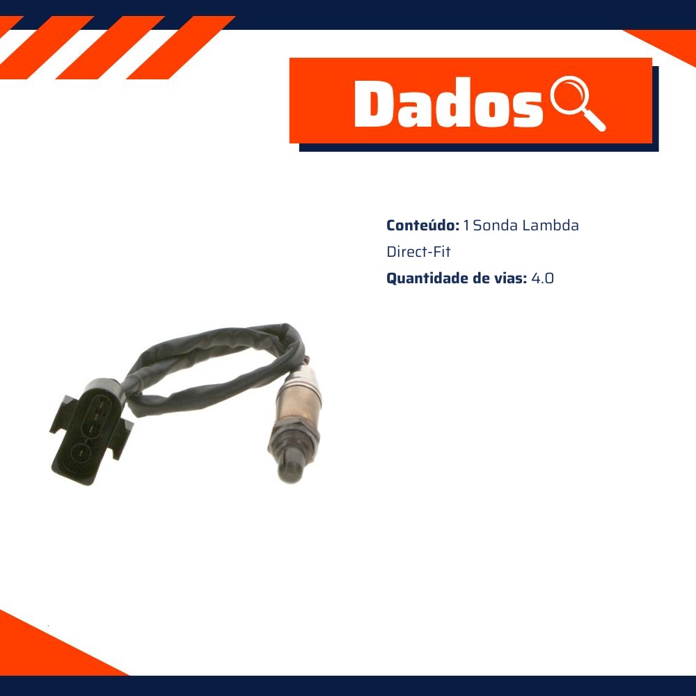 Sonda Lambda Direct-Fit para Volkswagen Gol e Parati - Bosch - 0 258 003 813