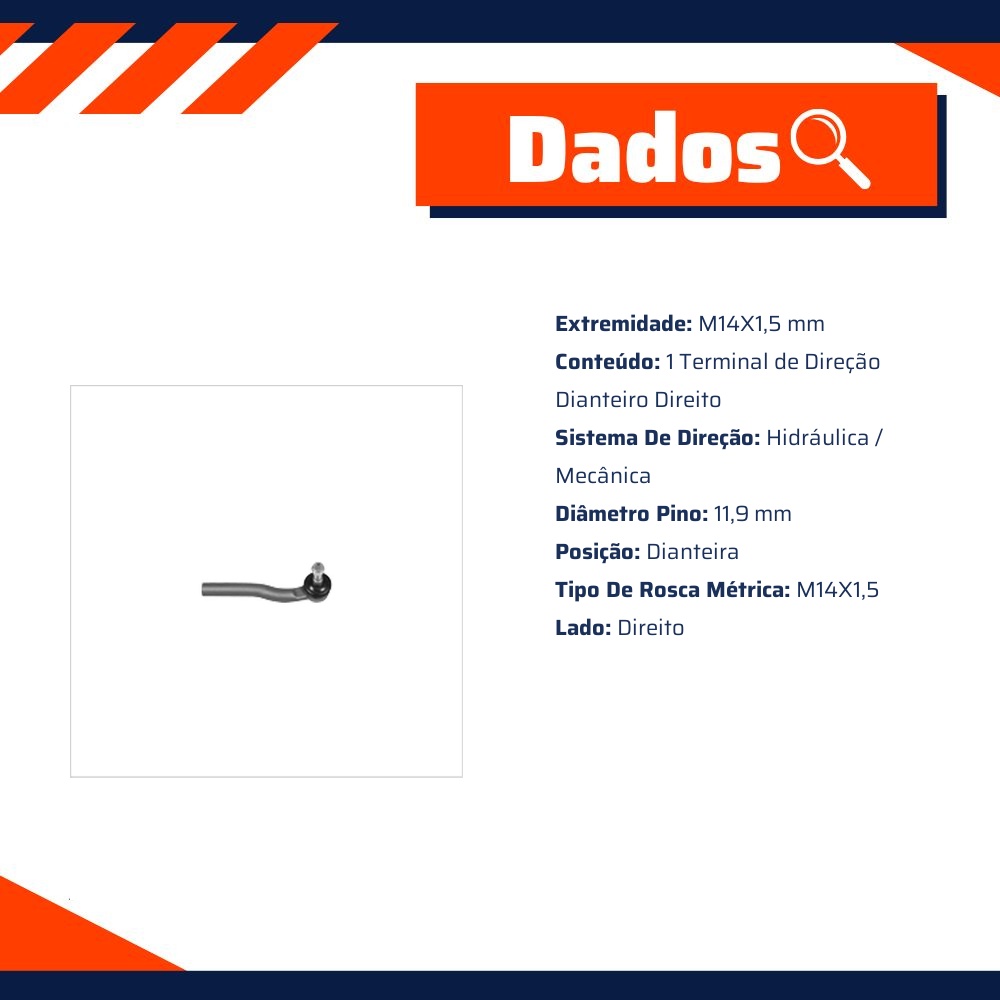 Terminal Direção Dianteiro Direito - SKF - VKY 6104