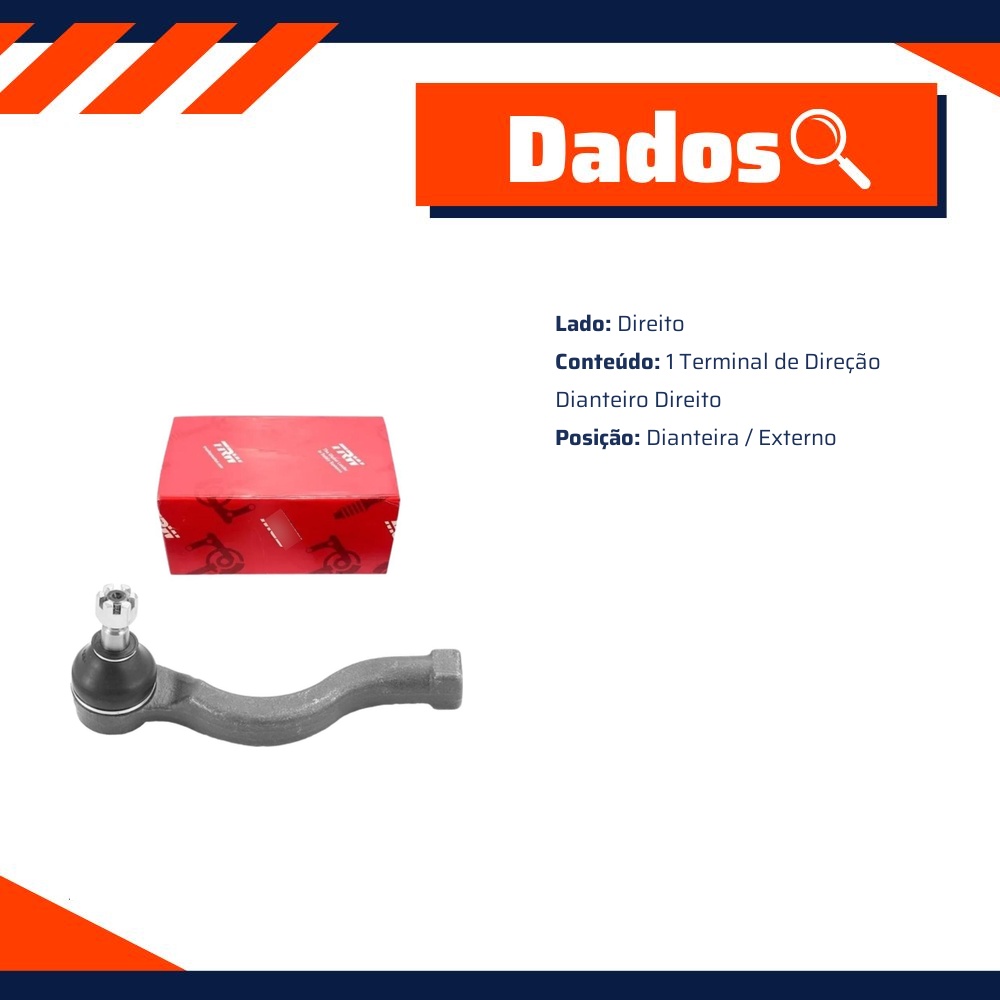 Terminal de Direção Dianteiro Direito para Mitsubishi L200 e Pajero Full - TRW - JTE7567