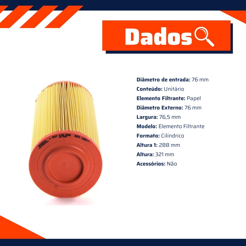 Filtro de Ar do Motor - Bosch - 1 457 432 286