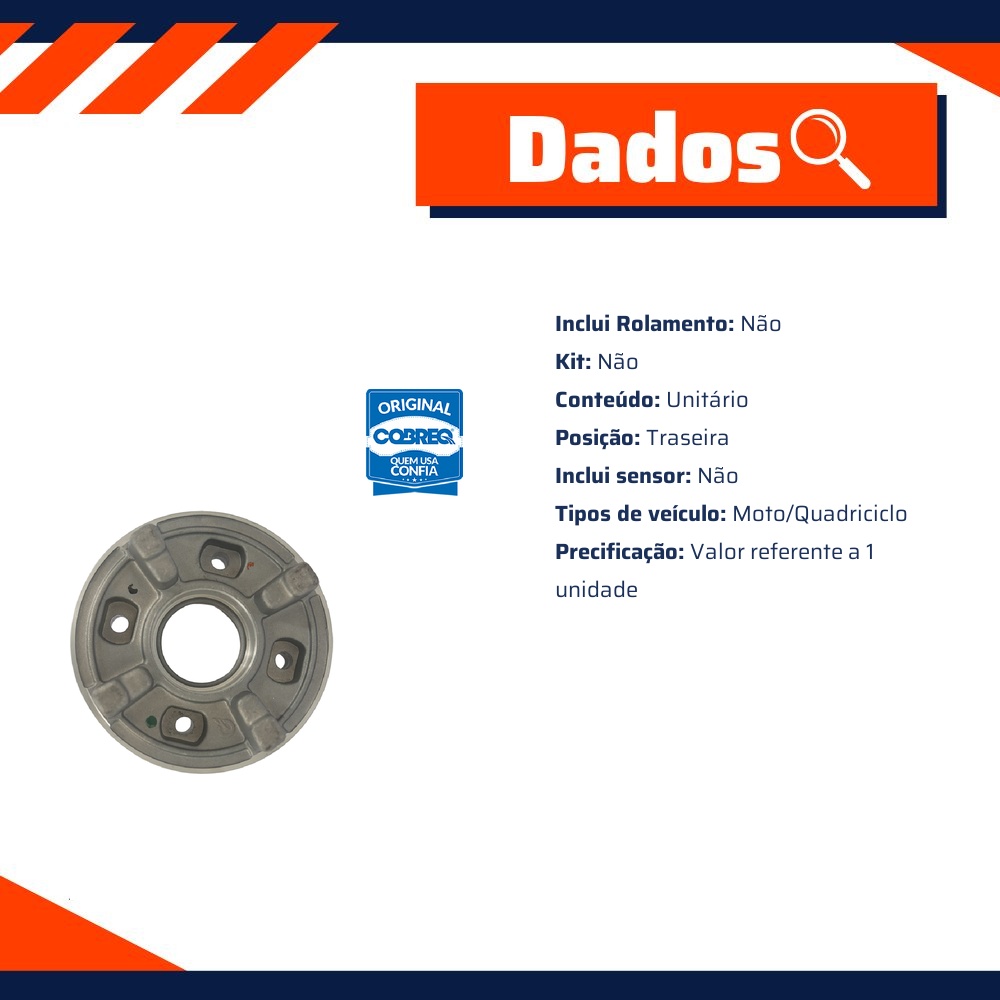 Flange do Cubo de Roda Traseiro sem Rolamento - Cobreq - 0002-FL