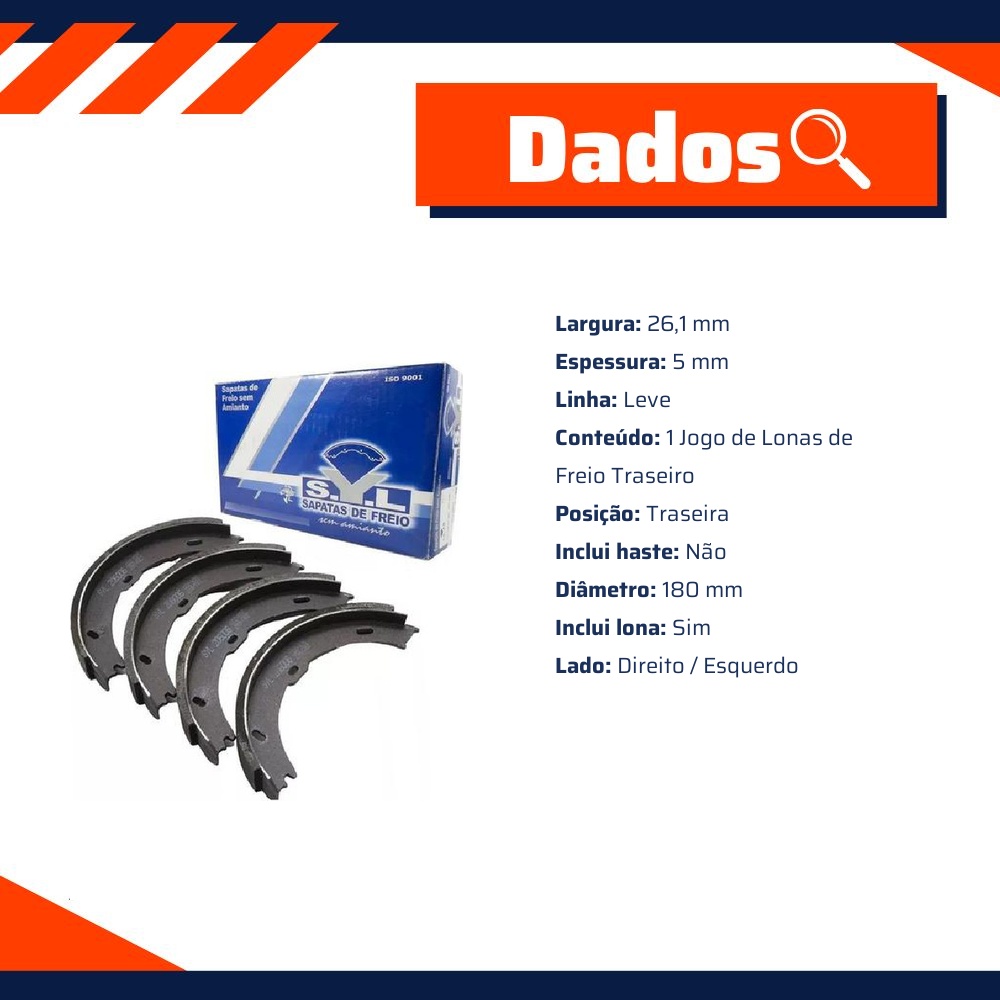 Sapata de Freio para Mercedes-Benz Sprinter 415 e Sprinter 515 - Syl - 206006