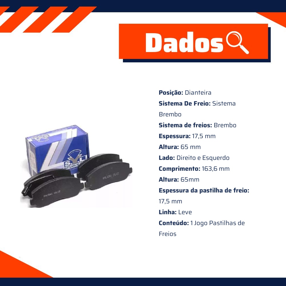 Jogo de Pastilhas de Freio Dianteira para Renault Master - Syl - 2341