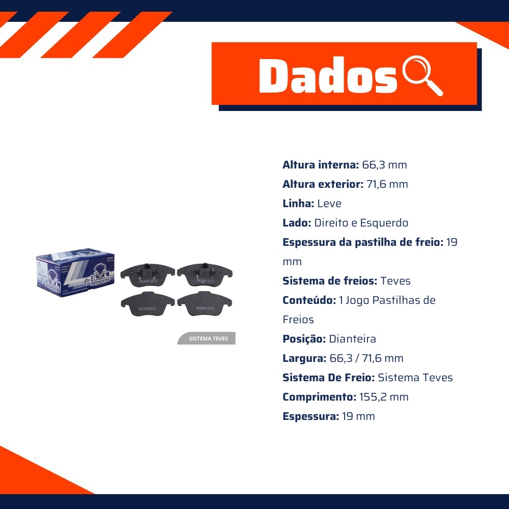 Jogo de Pastilhas de Freio Dianteira para Citroen C5 e Jaguar XF - Syl - 2143