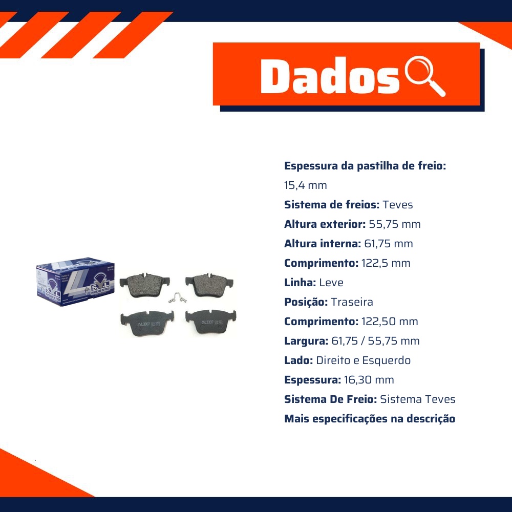 Jogo de Pastilhas de Freio Traseira para Mercedes-Benz C 180 e C 200 - Syl - 3307