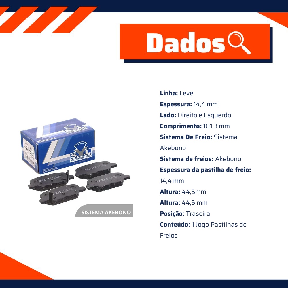 Jogo de Pastilhas de Freio Traseira para Mitsubishi ASX e Outlander - Syl - 2317