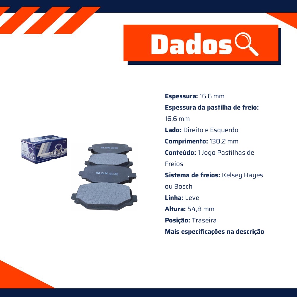 Jogo de Pastilhas de Freio Traseira para Dodge Journey e Fiat Freemont - Syl - 2190