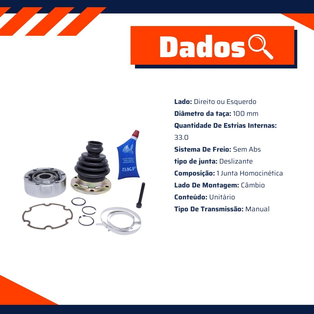 Junta Homocinética para Volkswagen Kombi - SKF - VKJA 48008 A