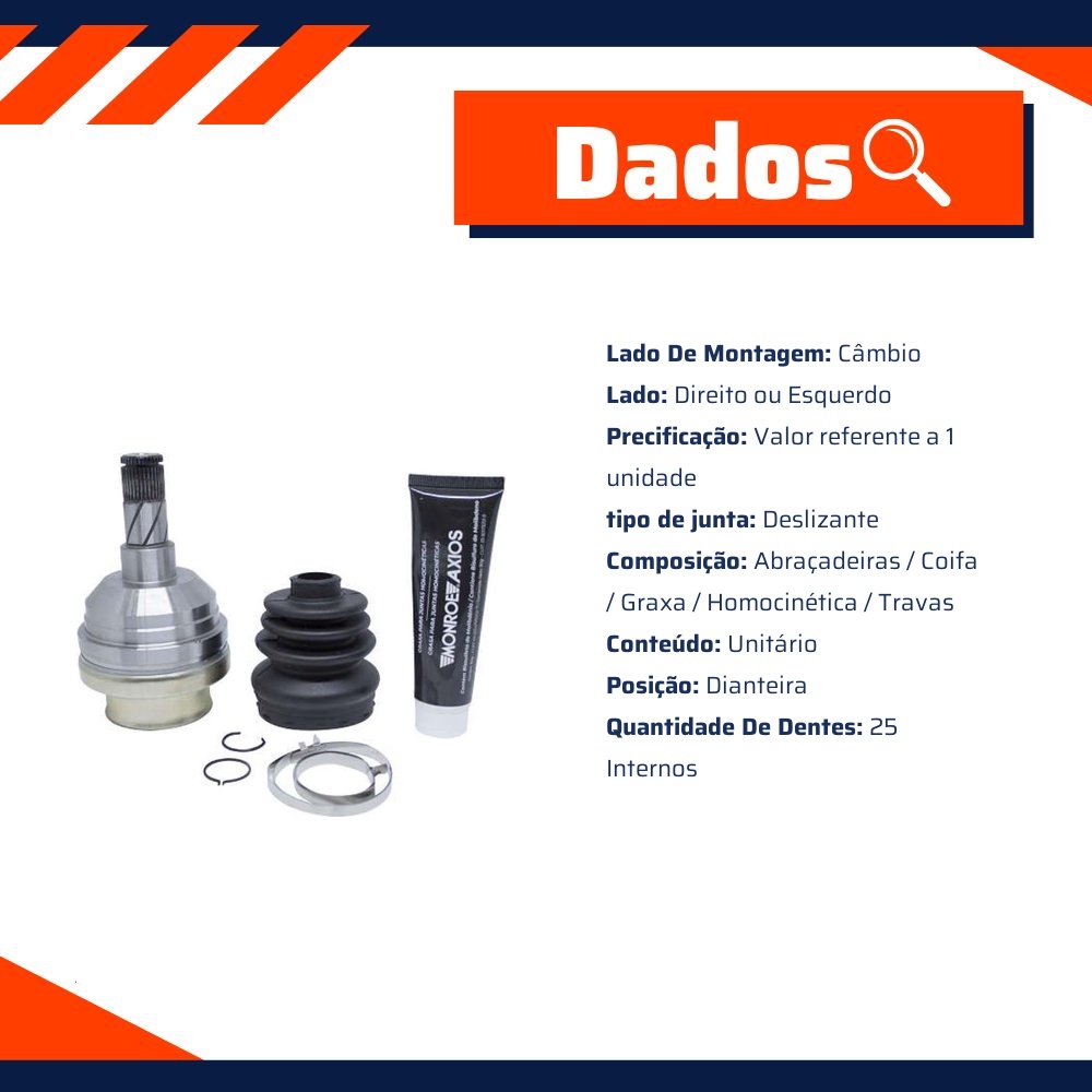 Junta Homocinética Deslizante Lado Câmbio - Monroe Axios - 546.6080