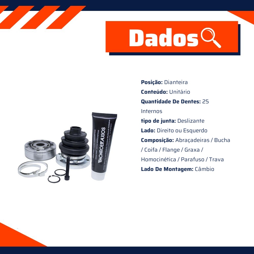 Junta Homocinética Deslizante Lado Câmbio - Monroe Axios - 546.6090