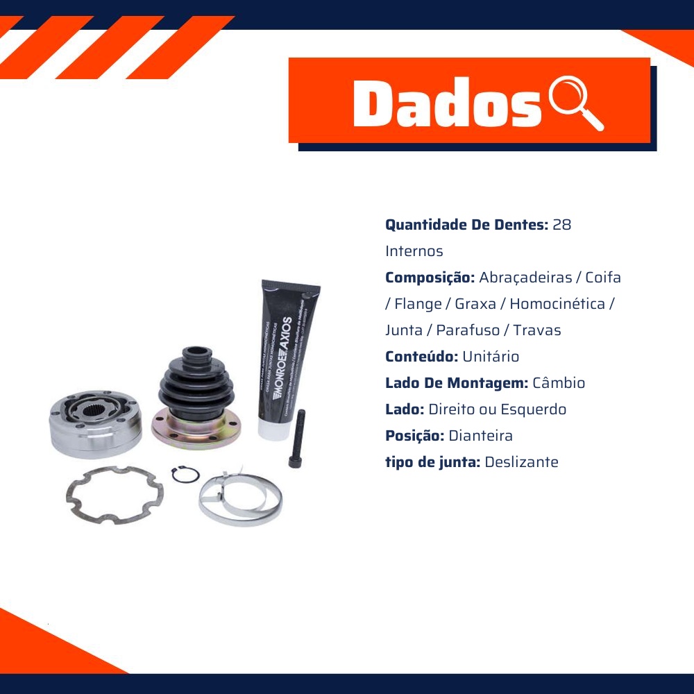 Junta Homocinética Deslizante Lado Câmbio para Volkswagen Gol - Monroe Axios - 5466079
