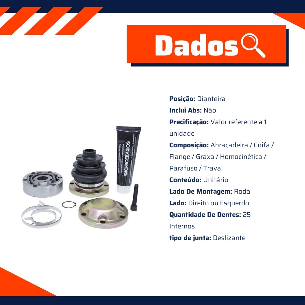Junta Homocinética Deslizante Lado Roda para Chevrolet Omega e Suprema - Monroe Axios - 5466096