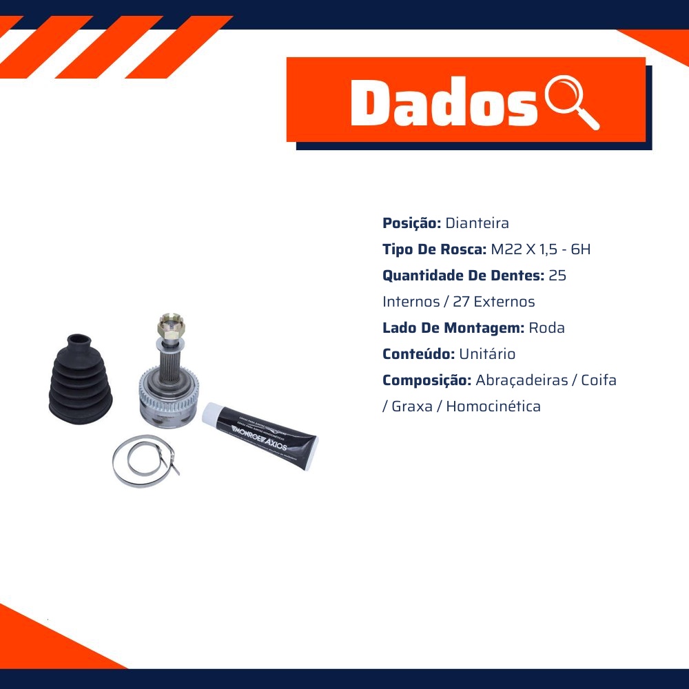 Junta Homocinética Lado Roda para Hyundai Tucson - Monroe Axios - 5466072