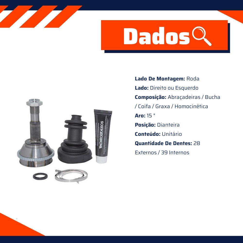 Junta Homocinética Lado Roda para Fiat Ducato - Monroe Axios - 5466013