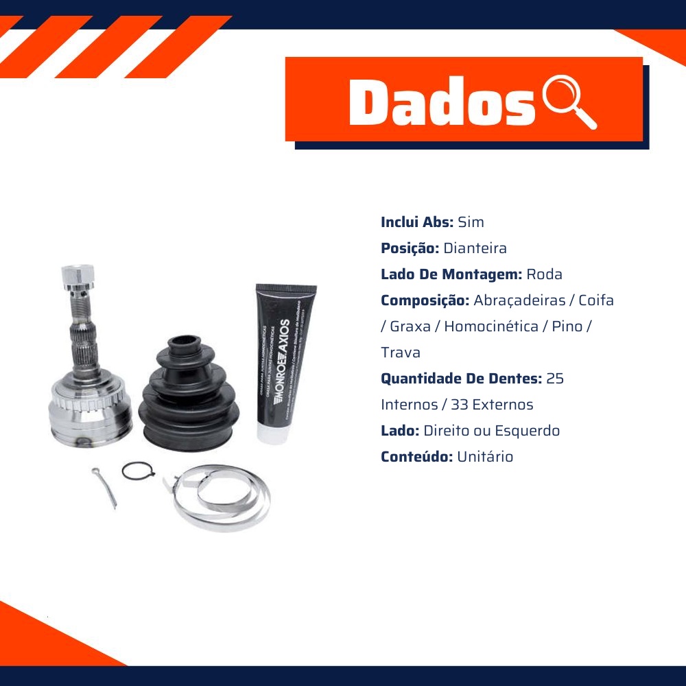 Junta Homocinética Lado Roda para Chevrolet Vectra e Zafira - Monroe Axios - 5466041