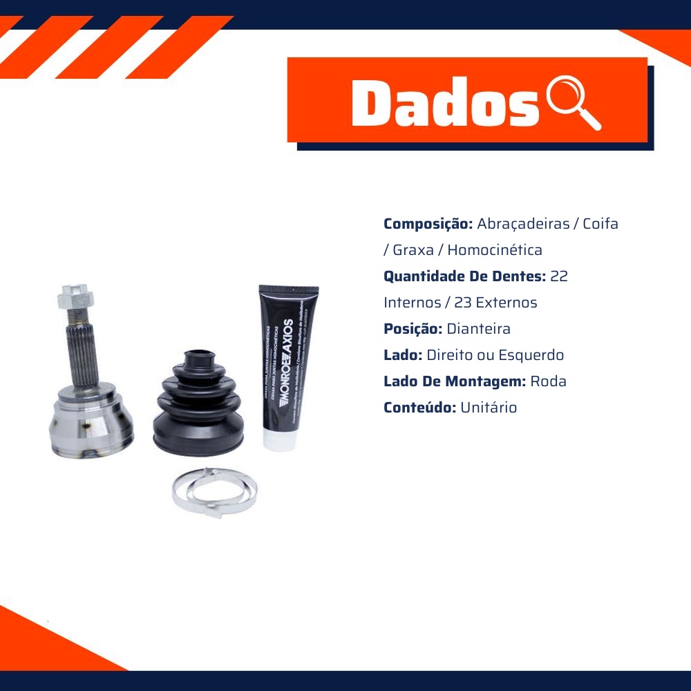 Junta Homocinética Lado Roda para Ford Escort e Verona - Monroe Axios - 5466044