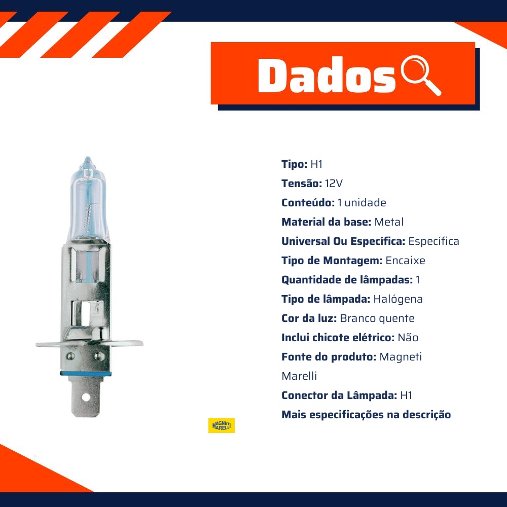 Lâmpada Neblina / 12V 55W P14.5S H1 Standard - Magneti Marelli - LMM64150