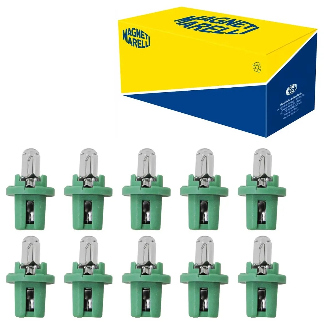 10 Lâmpadas Luz Do Painel / 12V 2W B8.5D Verde Limao Standard Pinguinho - Magneti Marelli - LMM2722MF