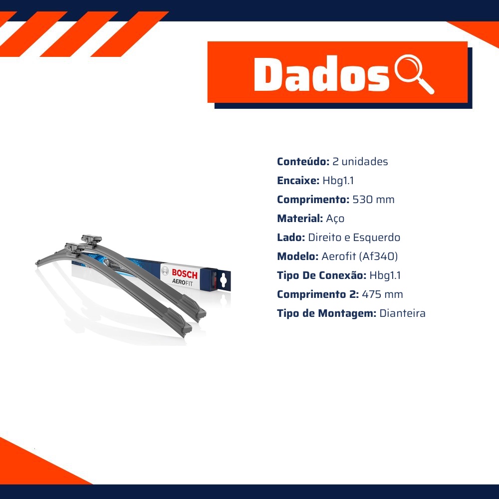 Par Palhetas Aerofit AF340 Dianteira - Bosch - 3 397 007 928