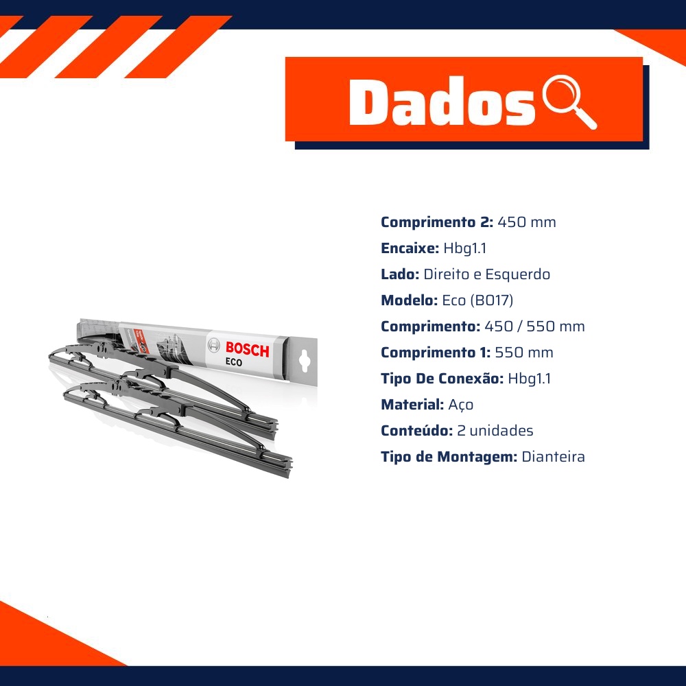 Par Palhetas Eco B017 Dianteira - Bosch - 3 397 010 045